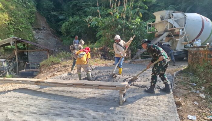 Satgas TMMD Ke-129 Kodim 0608/Cianjur Percepat Pembangunan Jalan, TPT, dan Pipanisasi di Desa Mekarmukti
