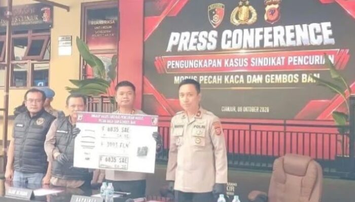 Polres Cianjur Ringkus Dua Pelaku Spesialis Pecah Kaca dan Gembos Ban, Kerugian Korban Capai Rp4,1 Miliar